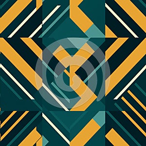 Bold Geometric Pattern With Orange And Green Stripes