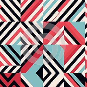 Bold Geometric Pattern In Red, Blue, And Black