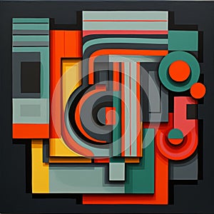 Bold And Graphic Abstract Painting With Geometric Sculpture Style photo