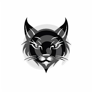 Bold Graphic Design: Black Cat Head Vector Illustration photo