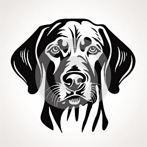 Bold Graphic Designs: Dog Head Vector Illustration In Black And White Art Style