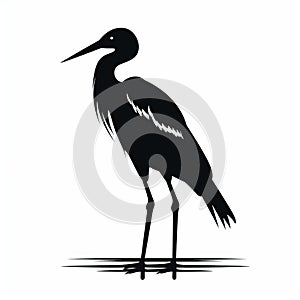 Bold Graphic Heron Silhouette: Dark And Brooding Designer Illustration