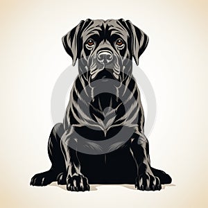 Bold Graphic Illustration Of Black Labrador Dog Sitting Down