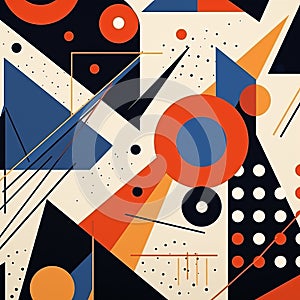Bold Graphic Illustrations: Geometric Shapes In Red, Blue, And Orange