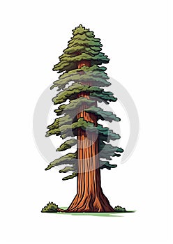 Bold Graphic Redwood Tree Vector Icon On White Background photo