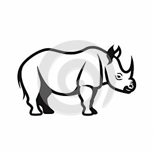 Bold Graphic Rhino Design Vector Drawing Illustration