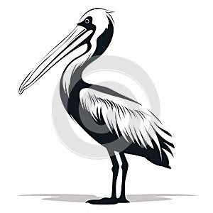 Bold Graphic Style Illustration Of A Longlegged Pelican