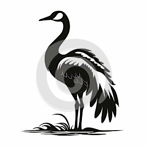 Bold And Gritty Silhouette Of A Crane: Dark Symbolism In Duckcore Style photo
