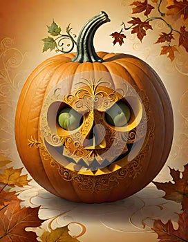 Bold Halloween pumpkin design illustrating the festive spirit, Generative AI