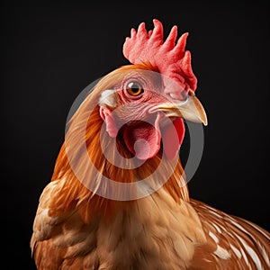 Bold And Hyperrealistic Chicken Portrait On Isolated Background