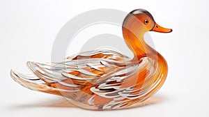 Bold And Intricate Duck Figurine In Blown Glass