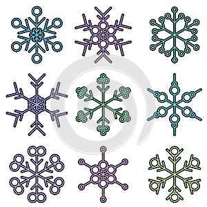 Bold isolated snowflake designs