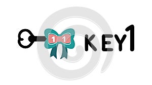 Bold Key Icon with KEY Text Vector Graphic Element, vector design Generative AI