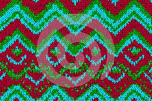 Knitted zigzag and diamond pattern in vibrant color.