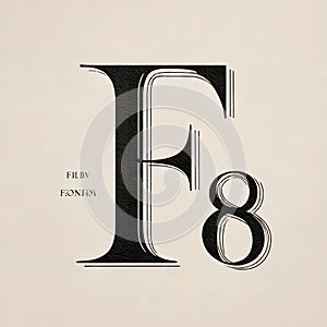 Bold Letter F8 on Plain White Background Clean and Minimalist Design