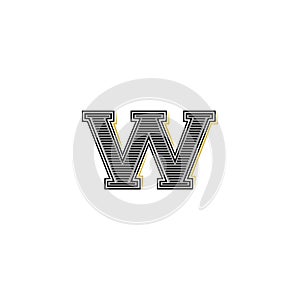 Bold letter W logo medieval monogram, old identity mark design element