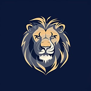 Bold Lion Head Logo Template In Dark Navy And Light Beige