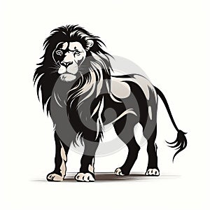 Bold Lion Silhouette On White Background