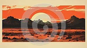 Bold Lithographic Desert Scene: Yellowstone National Park Postcard