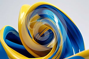 Bold Minimalism: Twisted Waves in Electric Blue & Bright Yellow 3d Render