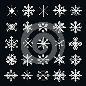 Bold And Minimalistic Snowflake Vector Icon Set