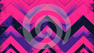 A bold and modern abstract background featuring a vibrant pink and purple chevron pattern.
