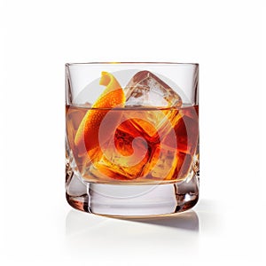 A bold old fashioned cocktail in a lowball glass, created by Generative AI.