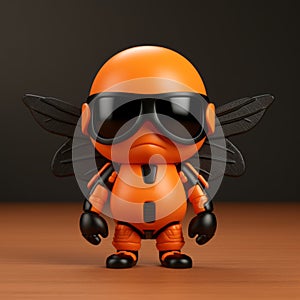 Bold Orange Robot With Sunglasses And Goggles - Mars Ravelo Style