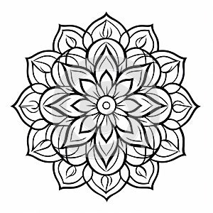 Bold Outline: A Black And White Flower Mandala In Multilayered Dimensions