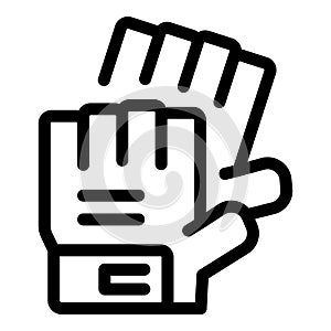 Construction worker wearing protective work gloves icon