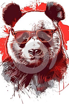 A bold panda in crimson shades offers a daring look photo