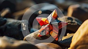 Bold Patterns: Star Shaped Trinket On A Rock In Yellow And Red