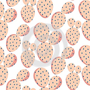 Bold pink cactus vector seamless pattern texture.