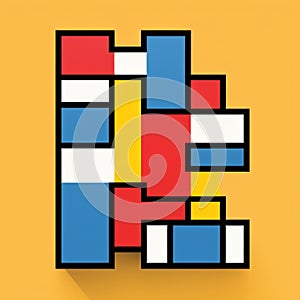 Bold Pixel Block Icon In Constructivist Style: Patrick Brown Inspired Cityscape Abstraction photo