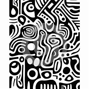 Bold And Quirky: Abstract Black And White Painting With Animated Shapes