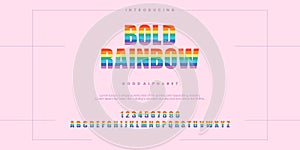 Bold Rainbow Typography technology vector illustration