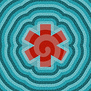 Red Asterisk on Blue Ripple Background