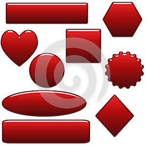 Bold Red Blank Website Buttons And Shapes