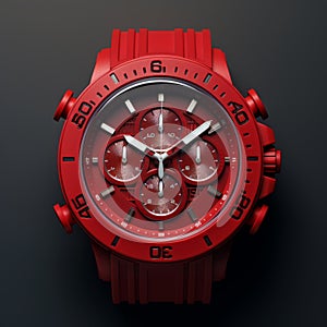 Bold Red Chronograph Watch With Precise Nautical Detail