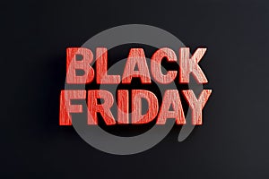 Bold Red 3D Black Friday Text on Deep Black Background