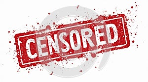 Red grunge censored stamp on white background with splatter effect photo