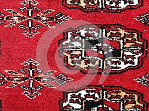 Bold red patterns in Bokhara