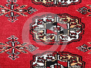 Bold red patterns in Bokhara