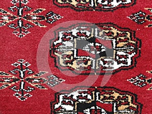 Bold red patterns in Bokhara