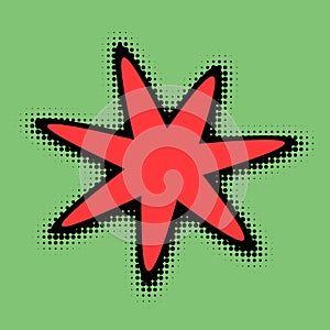 Bold Red Star on Green Pop Art Background