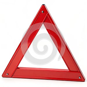 Red triangle isolated on white background photo