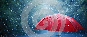 Bold Red Umbrella Braving A Fierce Storm With Determination And Resilience