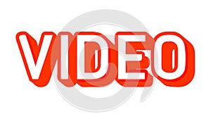 Bold Red VIDEO Text Icon, vector design Generative AI