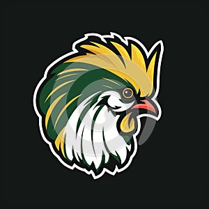 Bold Rooster Logo With Yellow And Green Feathers