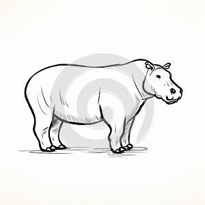 Bold And Simplistic Female Hippopotamus Sketch - James Nares Inspired Art